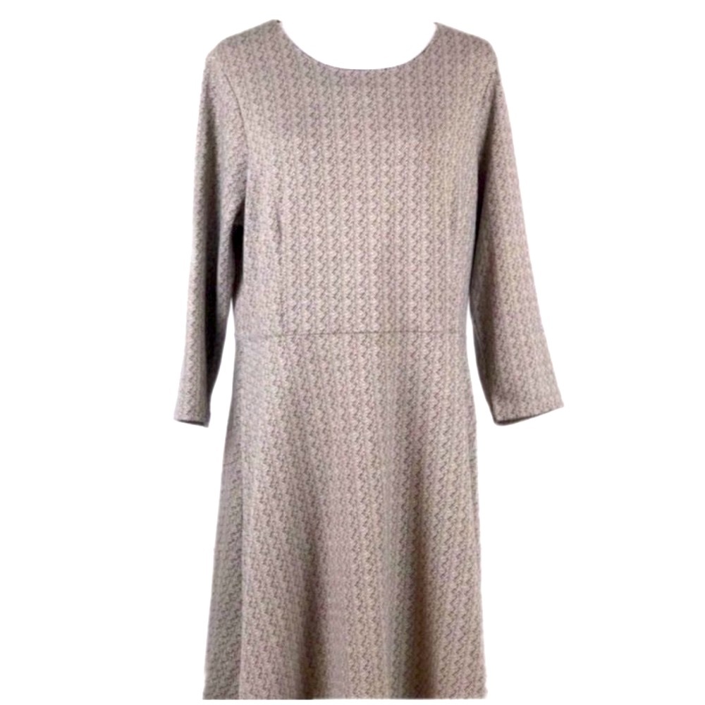 LANDS’ END Heavyweight Herringbone Pattern Long Sleeve Minimalist Dress L 14-16